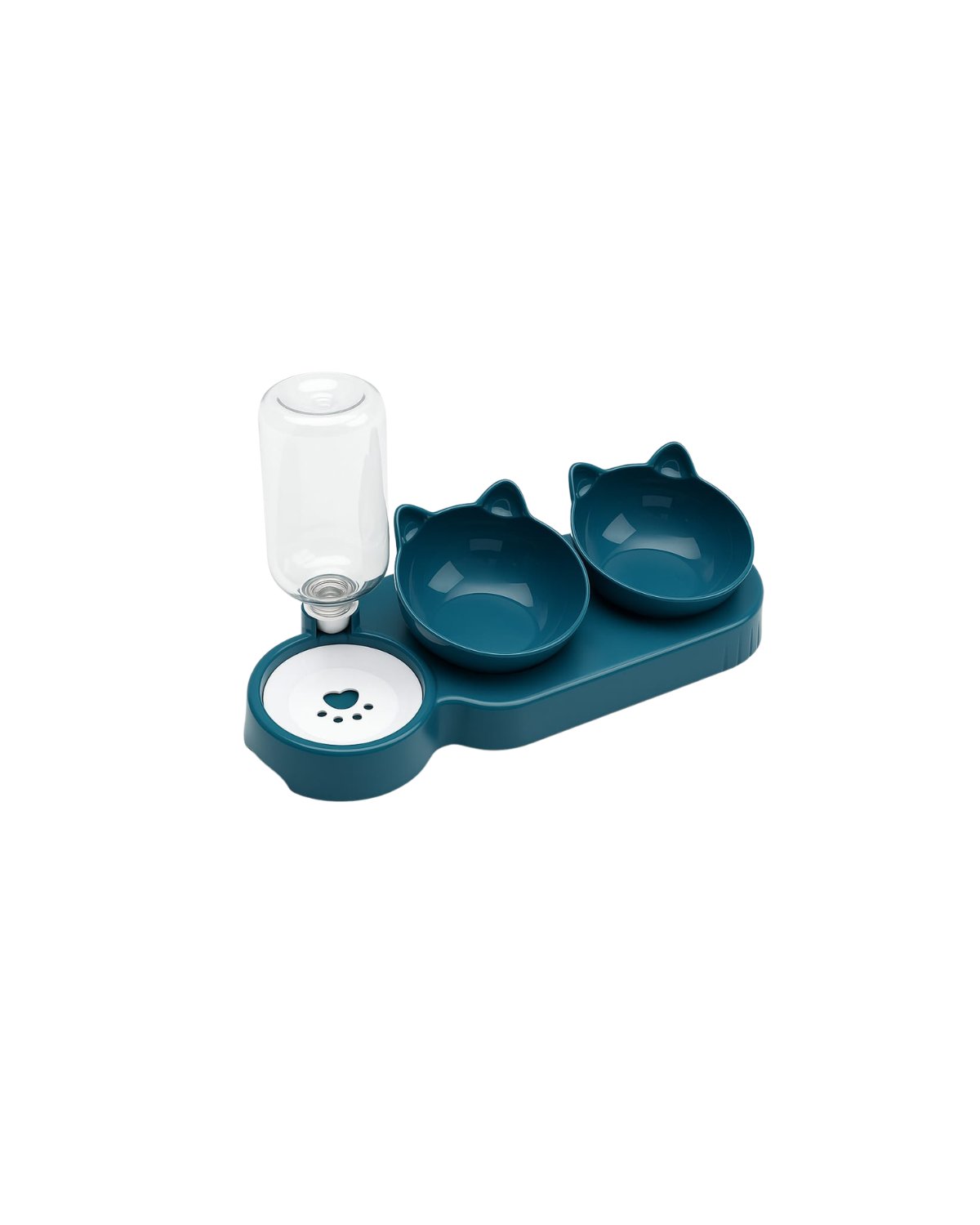 All Four Paws Double Cat Bowl with Water Bottle