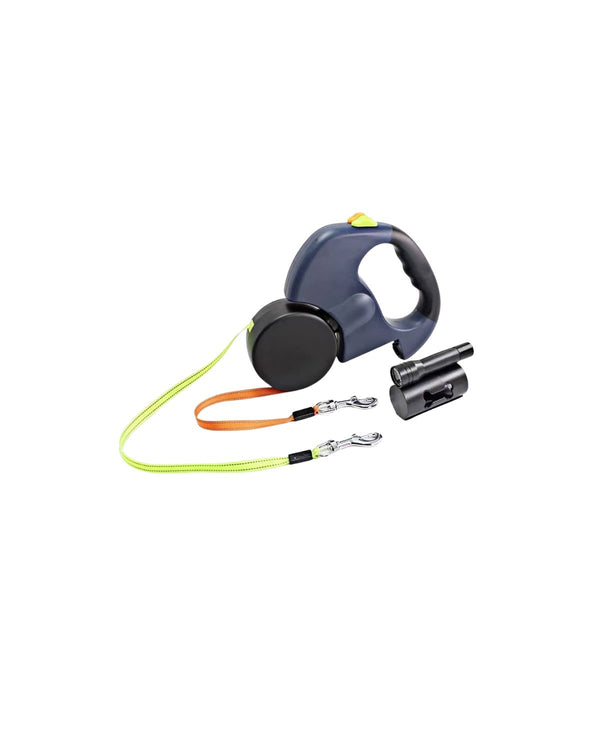 All Four Paws Double Leash 360 with Light and Bag Dispenser