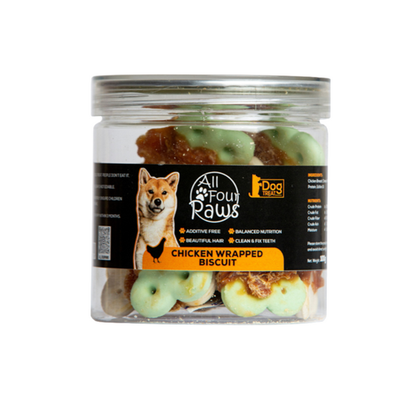 All Four Paws Dog Treat - Chicken Wrapped Biscuit 100g