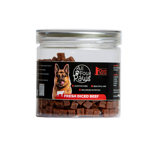 All Four Paws Dog Treat - Fresh Diced Beef 100g