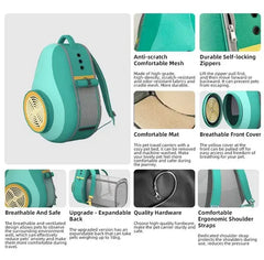 Pet Backpack with Ventilation & Expandable Tent