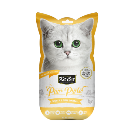 Kit Cat Purr Puree Chicken and Fiber (Hairball) Cat Treat 4*15 G