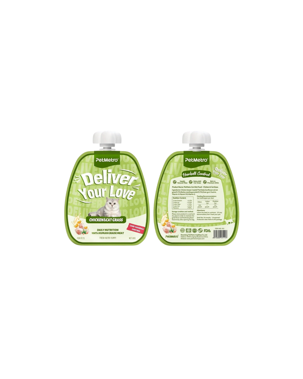 PetMetro Cat Creamy Pouch - Chicken & Cat Grass